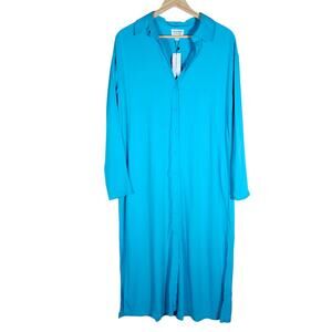 The Drop Victoriouslogan Womens Dress XXS Blue Button Down Midi Shirt Casual Fit